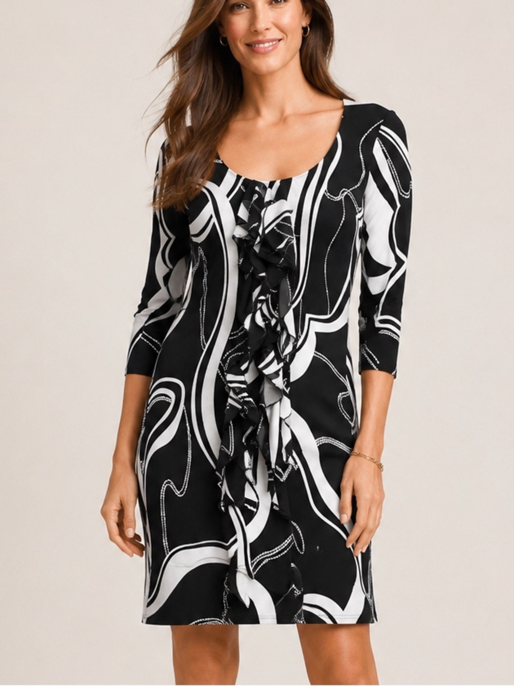 White house black market retro style cascading ruffle front sheath dress ❤️